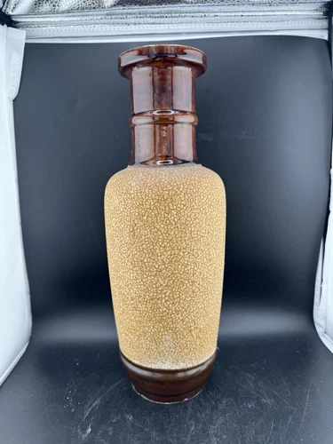 Royal Haeger USA Ceramic Pottery Vase 12" Brown Bennington Lava Textured READ*