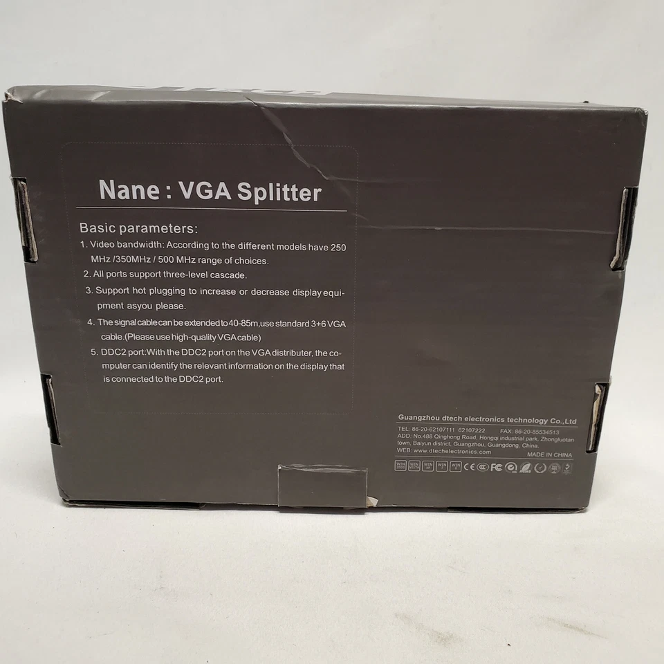 DTECH Powered 2 Port - 1 to 2 VGA Duplicator Splitter 1x2 - 250 MHz - Image 3 of 4