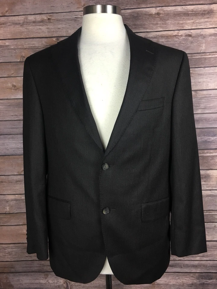 Шерстяной блейзер Daniel Cremieux мужской 38S темно-коричневый в тонкую полоску Loro Piana Super 130s - Изображение 3 из 4