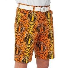 Royal and Awesome Mens Golf Shorts Tiger Swing Orange Golf Shorts + Tool Size 36