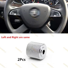 2Pcs For Skoda Octavia Superb Steering Wheel Control Knob Button Chrome Roller