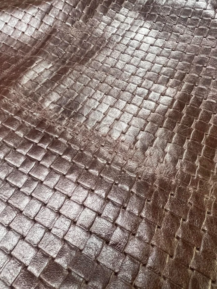 Basket Weave Embossed Leather Hide Upholstery Whole Full Cow Hide 50 Square Feet - Image 3 of 3