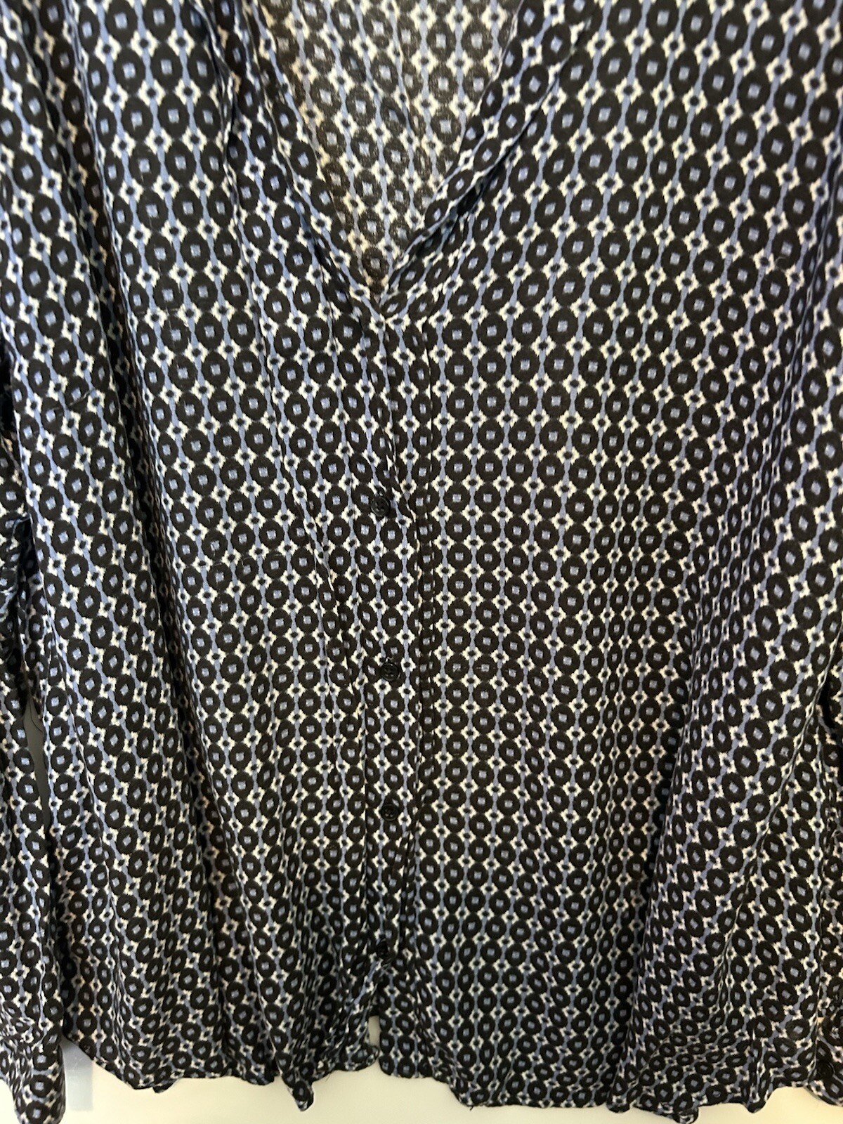 Massimo Dutti Women’s Top Large 100% VISCOSE Geometric Long Sleeve Career Top thumbnail 2