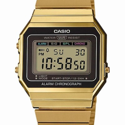 casio lcd gold stainless steel bracelet watch