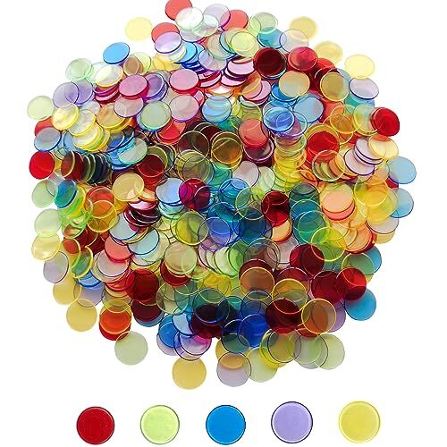 500 Pieces of 3/4 inch Transparent Bingo Counting Chips for Bingo Game Party,