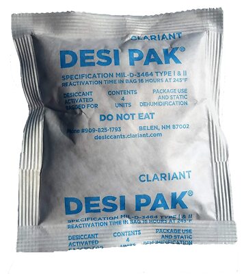 Desi-Pak Bentonite Clay Desiccant with Humidity Indicator - 4 packs (5oz or 140g