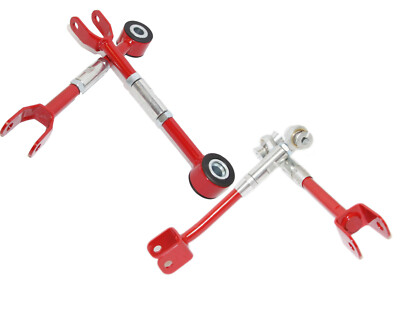 For Nissan 03-07 350Z Coupe 2D 3.5L 3948CC V6 RED REAR Camber Arms +Rear Toe Arm