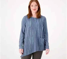 NEW LOGO LOUNGE BY LORI GOLDSTEIN PRINTED BRUSHED FRENCH TERRY SAPPHIRE SZ XL