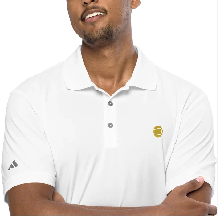 Camisa Tenis Adidas (Todas las Tallas - Blanca con Logotipo de Pelota de Tenis Amarilla Bordado) Foto 3 de 4