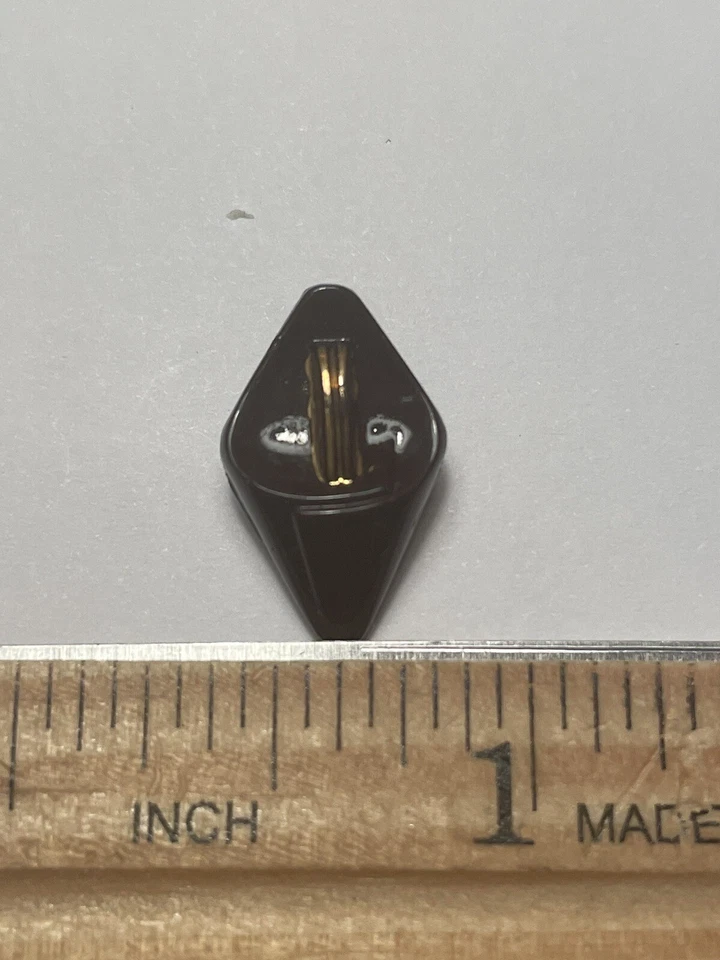 1950s Glass Button Chocolate Brown Gold Accent Unique 12 mm Collectible - Image 4 of 4