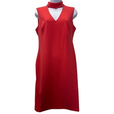 Calvin Klein Women's Scuba Crepe Keyhole Sheath Choker Dress Red/Coral Size 6