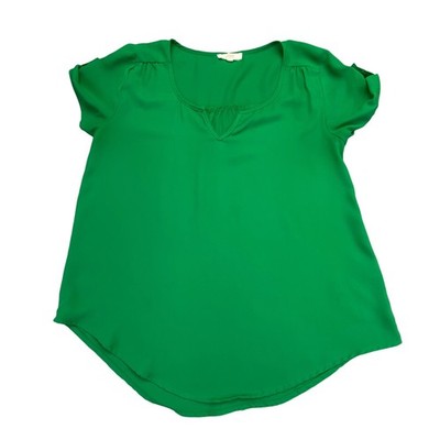 Mine Blouse Shirt Women's Small St. Patrick's Day Green Short Sleeve Split Neck