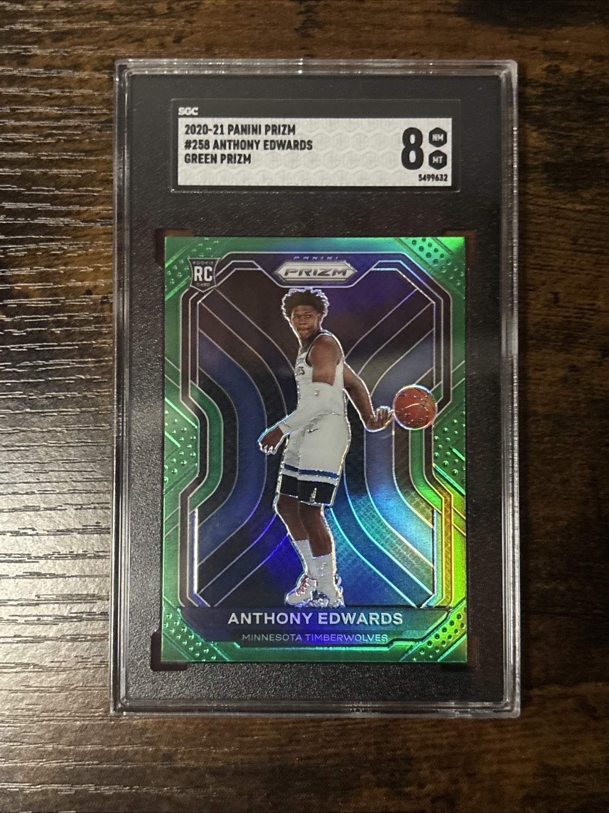2020-21 Panini Prizm - Anthony Edwards #258 Green Prizm (RC)