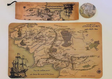 Lord of the Rings Middle Earth Map Desk Mat Mouse Pad Set - Pouch & Coaster LOTR