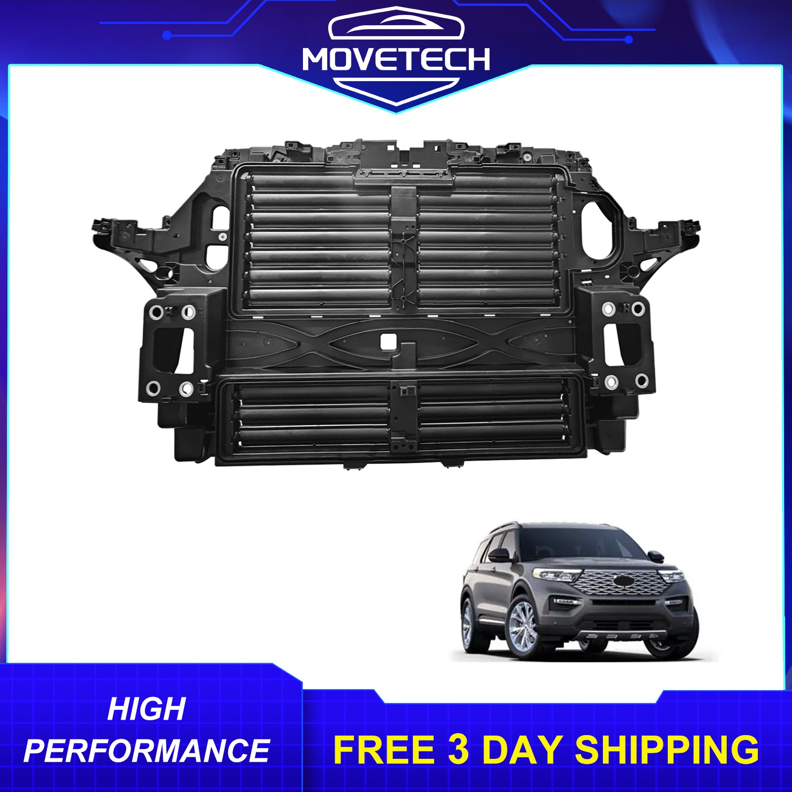 Front Radiator Support Panel Air Shutter Grille Fits 2020-2023 Ford Explorer