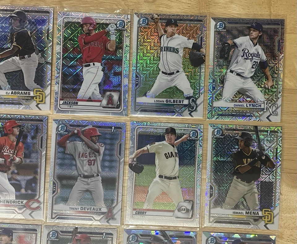 Mojo + Cracked Ice Refractor Lot 2021 Bowman Chrome Prospects C.J. Abrams BCP-14 - Image 3 of 4