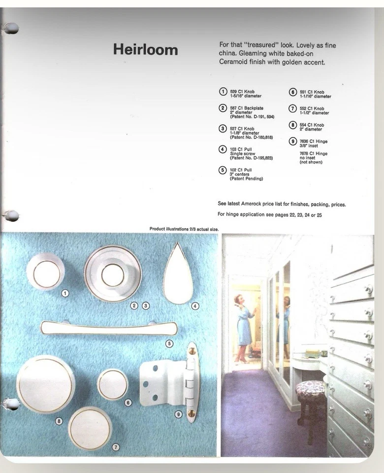 8 Amerock Heirloom Vintage Ceramoid 1960s Knobs And Backplates (8 Sets) - Image 4 of 4