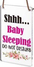 Shhh Baby Sleeping Do Not Disturb Sign, Room Door Knob Hanger black