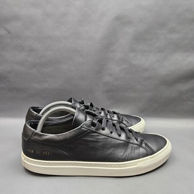 Common Projects Achilles Low Shoes Mens 9 Black Leather Casual Sneakers Italy