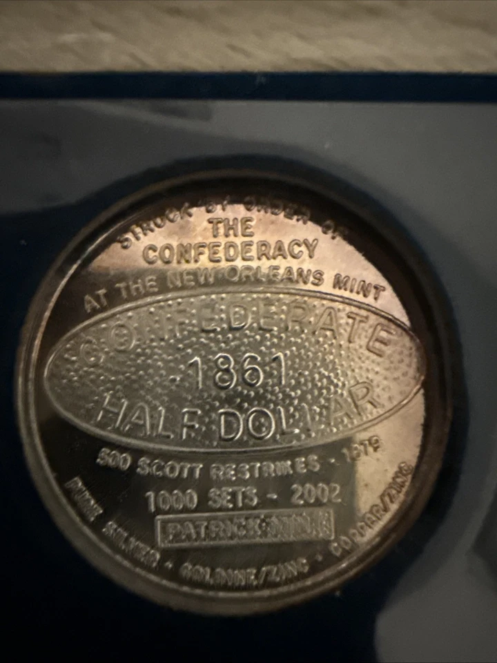2002 Patrick Mint Confederate Half Dollar Restrike 3-Coin Set 999 Silver 1/1000 - Image 2 of 4