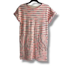 Lou & Grey Striped Shift Dress Womens S Ivory Pink Excellent Pockets Knit
