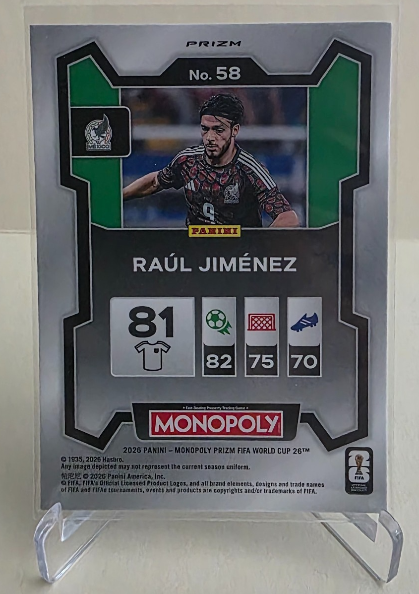 2026 PANINI PRIZM MONOPOLY WORLD CUP RAUL JIMENEZ BLUE WAVE PRIZM