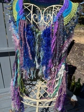 Hand Knit Lap Blanket Or Shawl With Fringe Keep Warm And Look Good