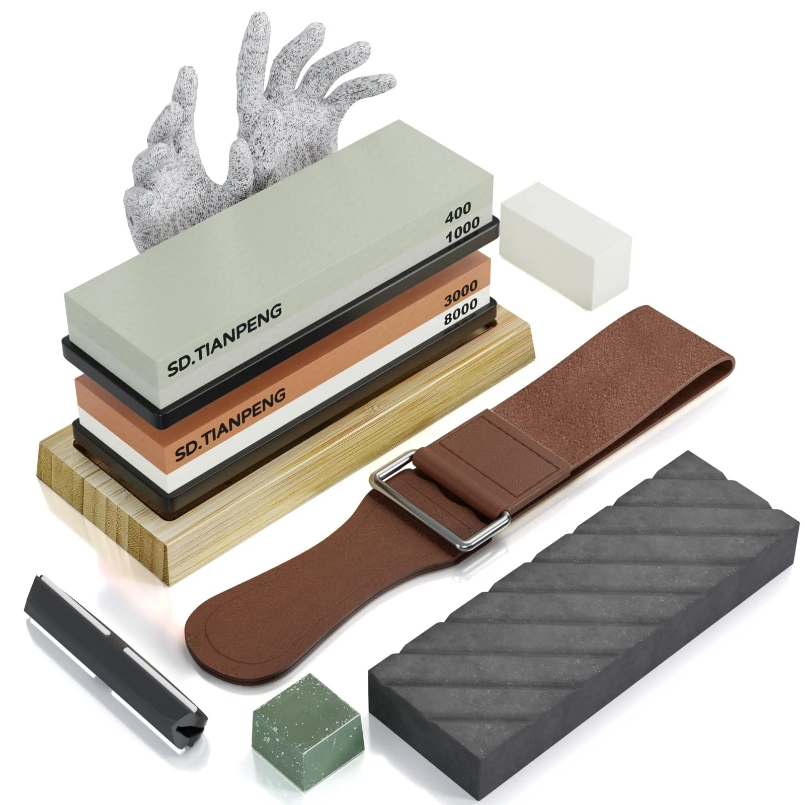 Dual Grit Knife Sharpening Stone 400/1000 & 3000/8000 Whetstone Set