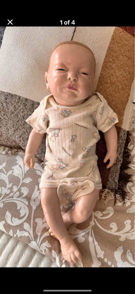 Old porcelain newborn doll - Image 3 of 4