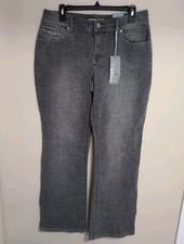 NWT Chico's Platinum Jeans Size 1.5 10 Stretch Denim Bootcut Embellished Gray
