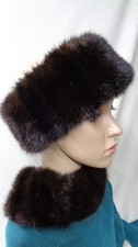 NERZ PELZ STIRNBAND/LOOP SAGA Dark NERZFELL 51-58 cm Neu (UPCYCLING) NACHHALTIG