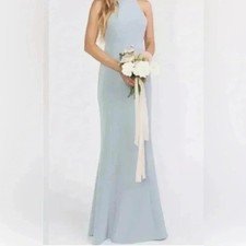 Show Me Your Mumu - NWT Chicago High Neck Gown Bridal Silver Sage Stretch Crepe
