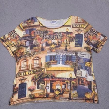 Vintage Weather Vane Shirt Top Womens XL Cafe De Paris Made In USA