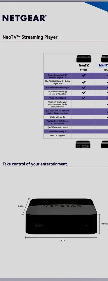 Netgear NeoTV Streaming Player NTV300 - Netflix, Hulu+, VUDU, YouTube & Pandora - Image 4 of 4
