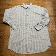 Paul Fredrick Shirt Mens 18-33 Gray Brown Plaid Button Down Tailored Fit Cotton