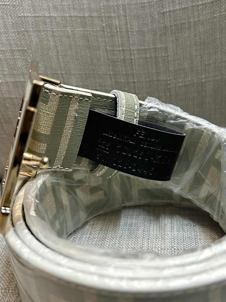 Cinturón Fendi Cuero Blanco Talla 95 Ajuste Talla US34-36 Hecho en Italia Foto 4 de 4