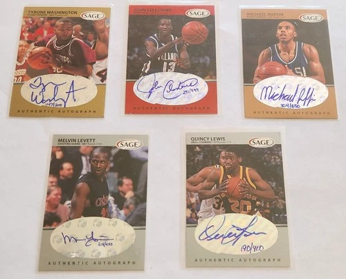 1999 SAGE BASKETBALL AUTOGRAPH CARDS LOT OF (5) /200