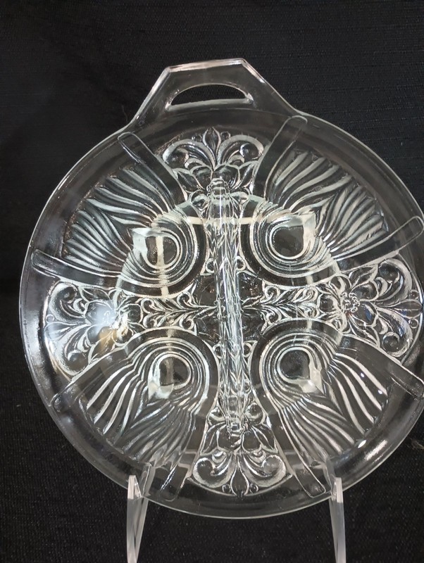 Vintage Indiana Glass Killarney Pattern Divided Clear Glass Relish Dish