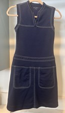 Tory Burch Sport Performance V- Neck Golf Dress in Tory Navy sz XS