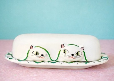 Vintage Holt Howard Cozy Kitten Butter Dish MCM Japan 1958 Kitsch Retro