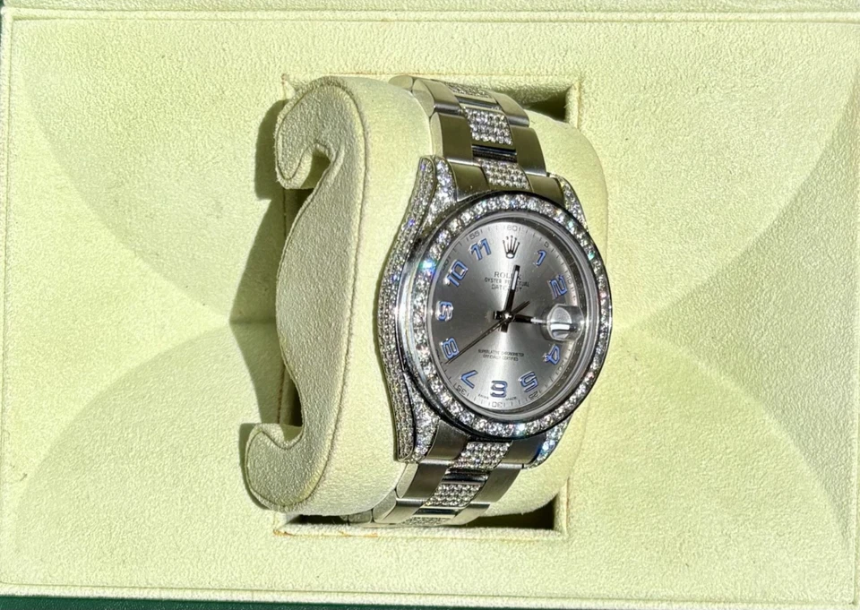 Rolex Date Just II 41Mm S. Steel Full Custom 12.5 ct Rnd Full Cut Diamond Set - Image 4 of 4