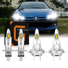 Kit Combo Bombillas Faros LED Luz Alta + Baja Para Peugeot 206 2005-2009 H1 H7