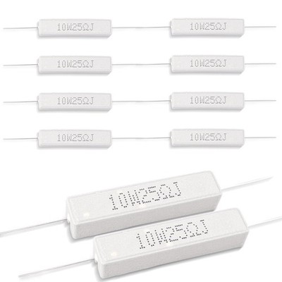 10x 10W 25Ω Keramik Zement Widerstand ±5% für DIY Projekte