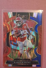 2025 Panini Select - Concourse Kareem Hunt #7 Red & Blue Shock Prizm