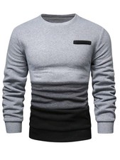 Men's Color Block Round Neck Long Sleeve Sweatshirt Casual Pullovers Top Mult...