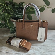Tory Burch nwt Blake Mini Tote Bag Crossbody in Cortado brown pebbled leather.
