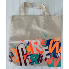 NEW J. Crew X Greg Lamarche Canvas Tote Bag 14" Neon Spellout Limited Edition