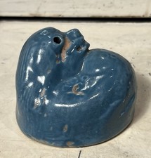 Antique Korean Blue Glaze Ceramic Pottery Figural Lion Foo Dog Water Dropper