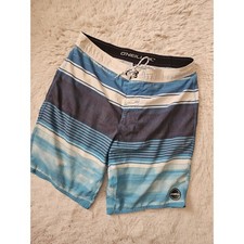 O'Neill Men's Boardshorts Swim Trunks Size 34 Blue Striped Surf Hyperfreak Stret