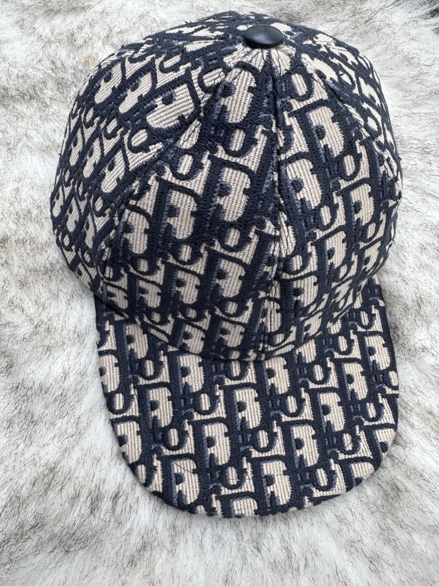 Christian Dior Oblique Logo Hat | Navy | Size 59 | Jacquard CD RRP